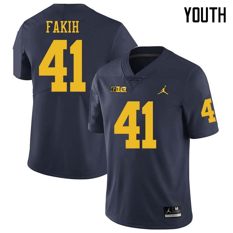 Jordan Brand Youth #41 Adam Fakih Michigan Wolverines College Football Jerseys Sale-Navy